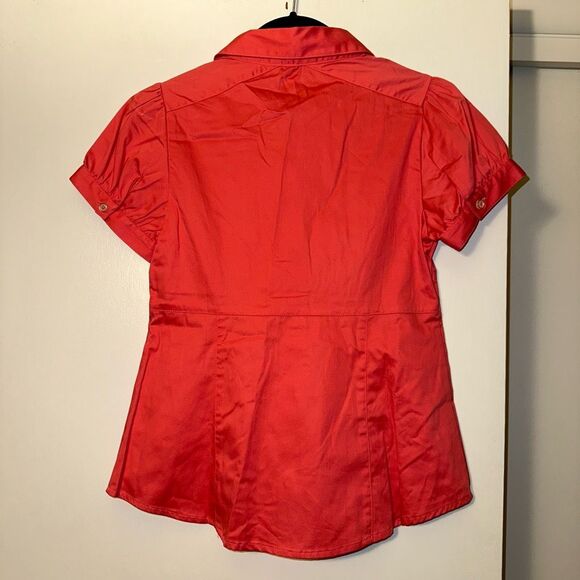 Banana Republic Button Collared Short Sleeve Blouse Coral 2 NWT - Picture 4 of 10
